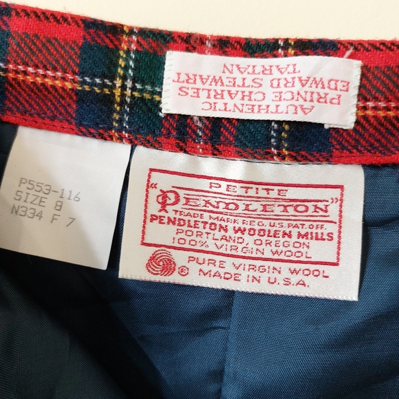 Pendleton Prince Charles Tartan Plaid 100% Virgin Wool Red Pencil Skirt Petite 8 - Picture 5 of 12